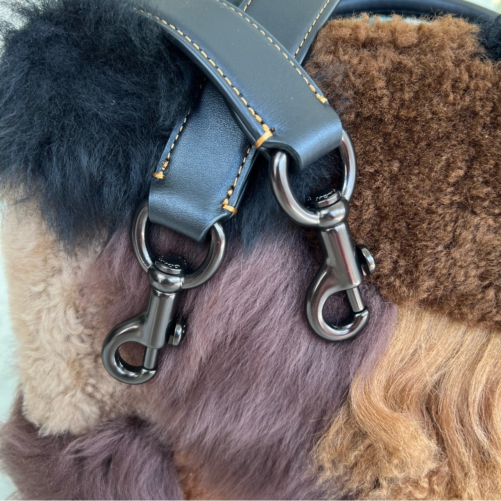 NWOT COACH Rogue 25 With Patchwork Shearling Fur Dark Multi Black Brown CM570 - Picture 15 of 16